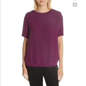 Vince Silk Rib Trim Blouse